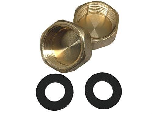 Handyfix Compression Washing Machine 3/4" Brass Blanking Nut Cap With washers - Pack of 2