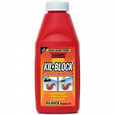 Kilrock Original Kil-Block Drain Cleaner 500ML Plugholes Drain Unblocker Home