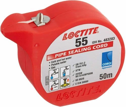 Loctite 55 Pipe Sealing Cord - Size 50M Roll 483283 - Gas/Water/Pneumatics