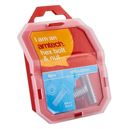 M10 X 25mm Hex Bolt (4pc) With M10 Nut (4pc)