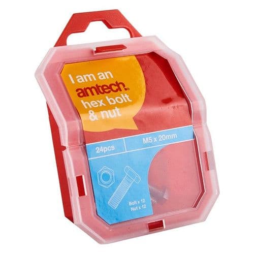 M5 X 20mm Hex Bolt (12pc) With M5 Nut (12pc)  (4.8)