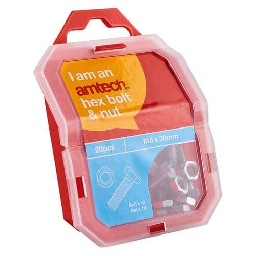 M5 X 30mm Hex Bolt (10pc) With M5 Nut (10pc) (4.8)