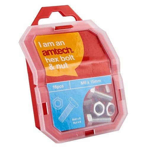 M6 X 15mm Hex Bolt (8pc) With M6 Nut (8pc)  (4.8)