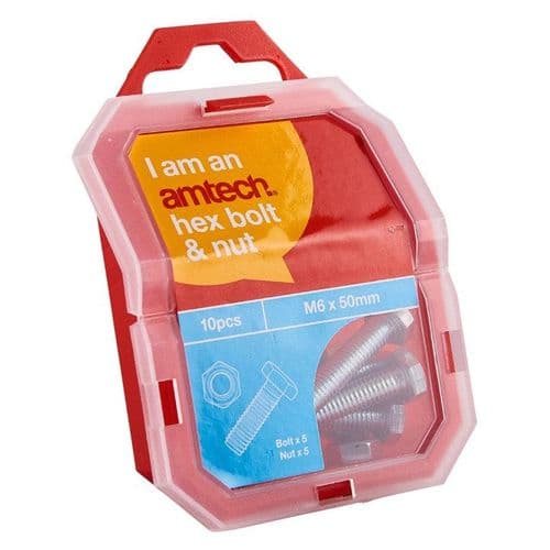 M6 X 50mm Hex Bolt (5pc) With M6 Nut (5pc)(4.8)