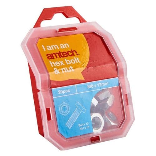 M8 X 12mm Hex Bolt (10pc) With M8 Nut (10pc)