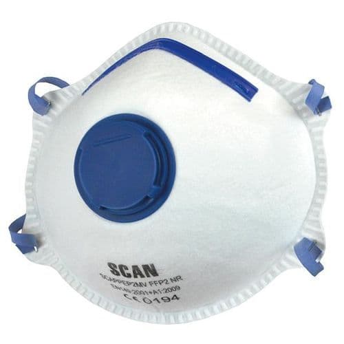 SCAPPEP2MV Moulded Disposable Mask Valved FFP2 Protection (Pack 3)