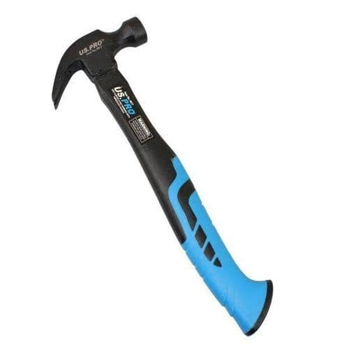 US PRO Tools 8oz Curved Claw Hammer with Fibreglass Handle 4517