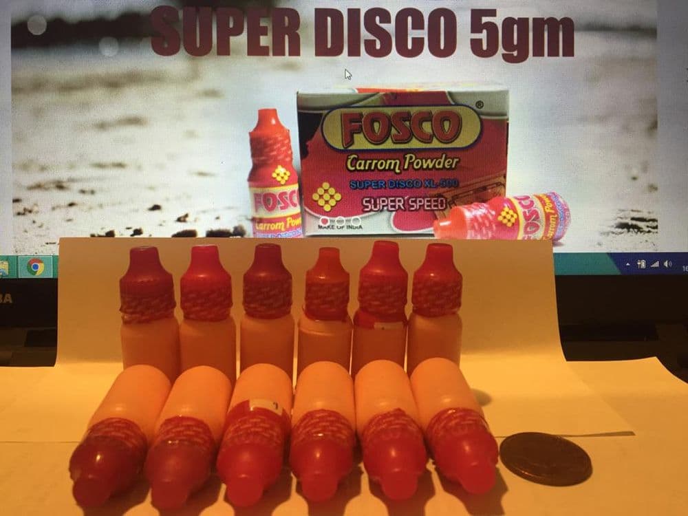 Dsco Powder 12 X 5g Fosco Super Disco XL-500 Carrom Karrom Board Powder 1 Dozen 5gm ...