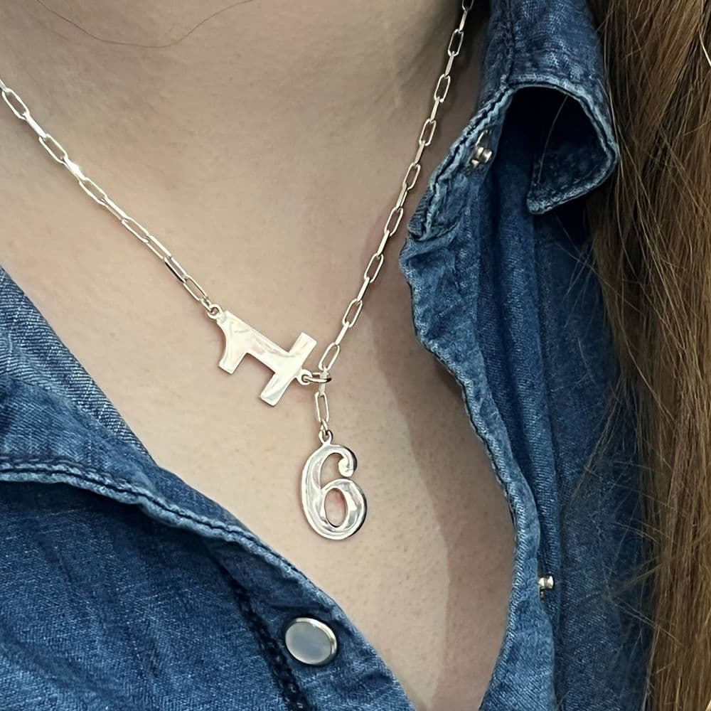 16th Number Birthday Lariat Necklace