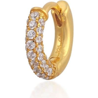 3 rows opal & white stones gold vermeil huggie