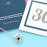 30th Birthday Infinity Birthstone Ring Necklace