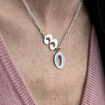 30th Number Birthday Lariat Necklace