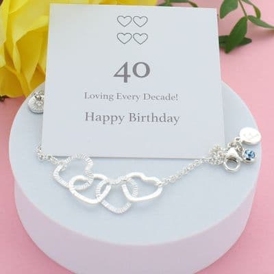40th Birthday Personalised Infinity Hearts Bracelet