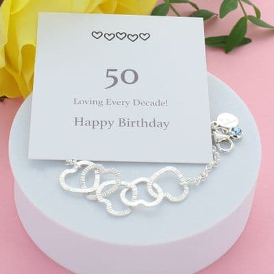50th Birthday Personalised Infinity Hearts Bracelet