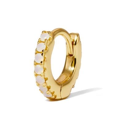 6,5mm Gold Plated Vermeil Opal Huggie