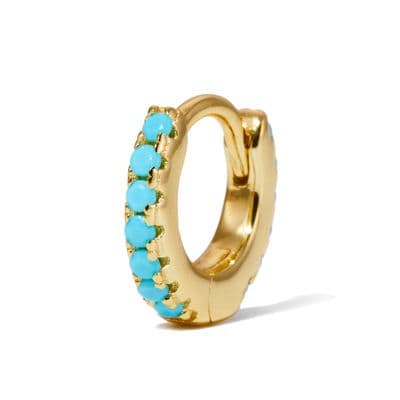 6.5mm Gold Plated Vermeil Turquoise Huggie