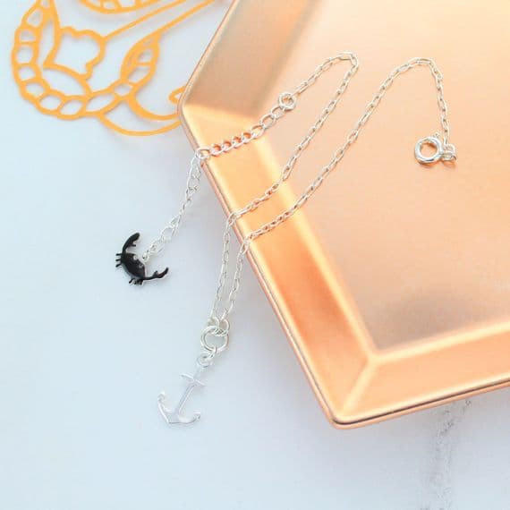 Anchor Anklet with Crab detail