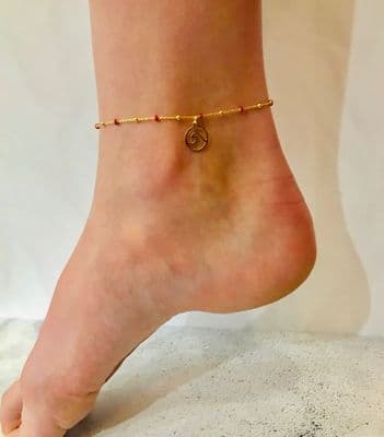 Beaded Wave Charm Anklet