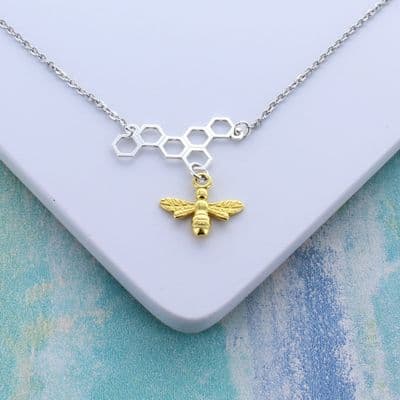 Bee And Honeycomb Necklace