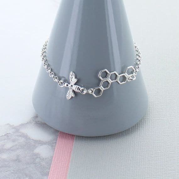 Bee And Honeycomb Personalised Bracelet