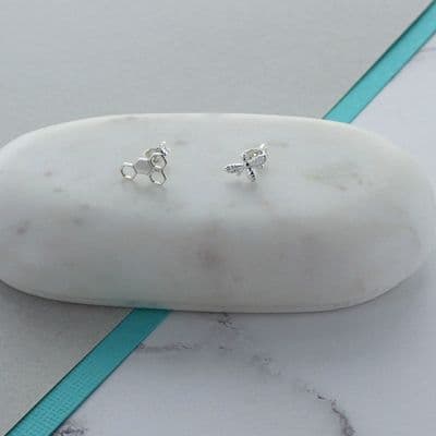 Bee And Honeycomb Stud Earrings