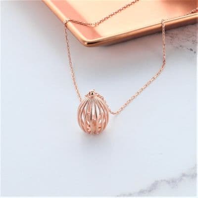 Bird In Cage Rose Gold Necklace