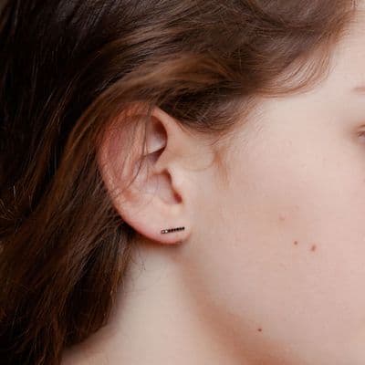 Black Zircon Rose Gold Plated Sterling Silver Bar Earrings