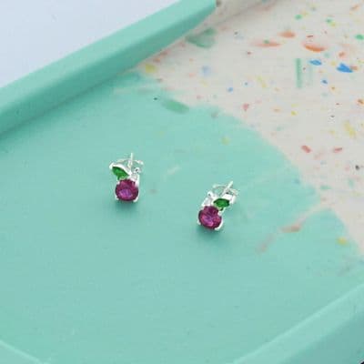 Cherry Crystal Stud Earrings