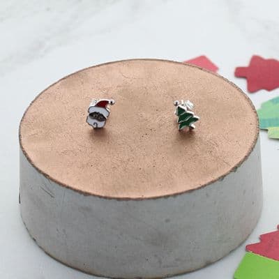 Christmas Enamel Mismatch Earrings