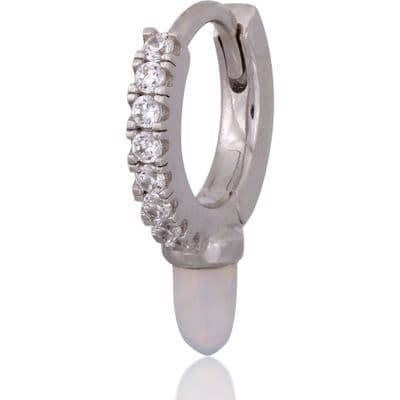 Cone opal sterling silver huggie