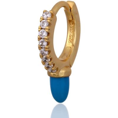 Cone turquoise gold vermeil huggie