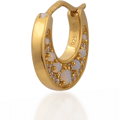 Crescent opal gold vermeil huggie