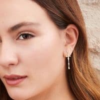 Cross gold plated dots earring