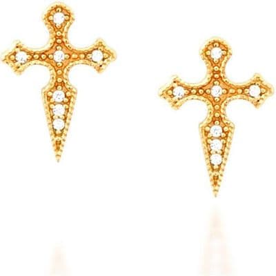 Cross gold vermeil stud earrings