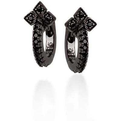 Cross mini hoops black gold vermeil