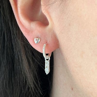 Cubic Zirconia Charm Huggie Hoop Earrings