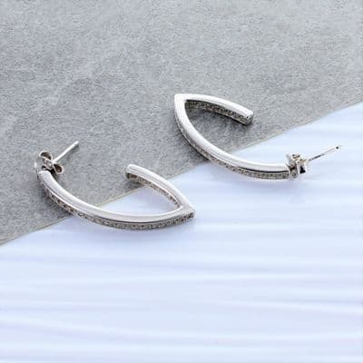 Curved Hoop Zircon Earrings