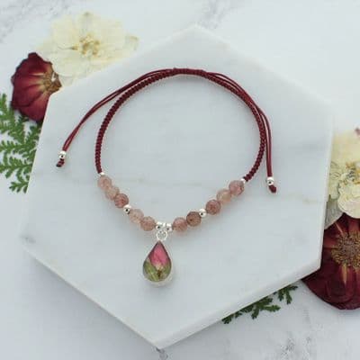 Dark red garnet teardrop rose bracelet