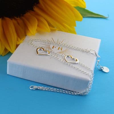 Double Heart Charm Bracelet