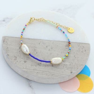 Double pearl seed bead bracelet