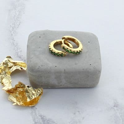 Emerald Huggie Hoops