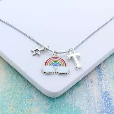 Enamel Rainbow Personalised Charm Necklace