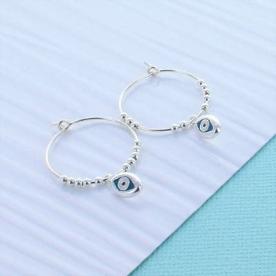 Evil Eye Charm Hoops
