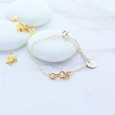 Five Gold Filled Rings Link Bracelet