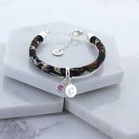 Flower Fabric Personalised Birthstone Bracelet