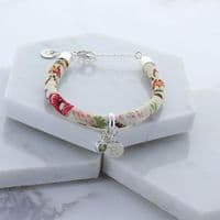 Flower Fabric Personalised Birthstone Bracelet