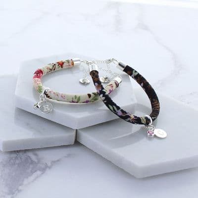 Flower Fabric Personalised Birthstone Bracelet