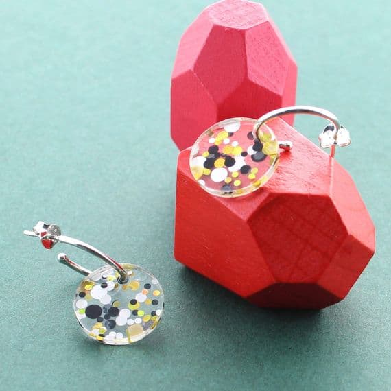 Glitter Resin Hoop Earrings