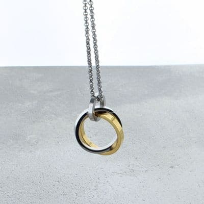 Gold And Silver Double Ring Necklace