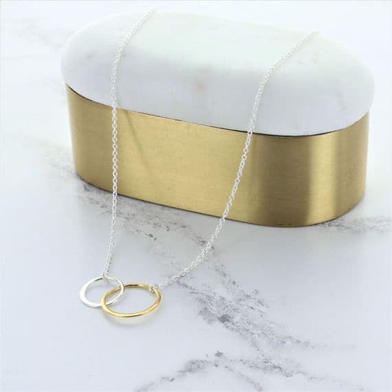 Gold And Silver Infinity Ring Necklace
